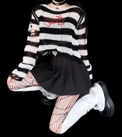 Punk White Knitted Leg Warmers