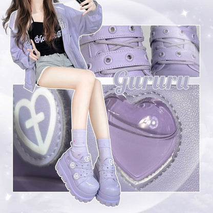 Purple Water Injected Heart Design Platforms