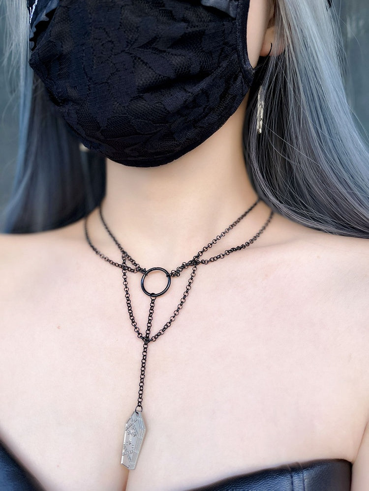 Coffin Pendant Black Necklace