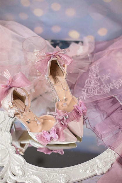 Flowers Butterflies Decorated Pinkish Purple 5cm/8cm Hime Lolita High Heels