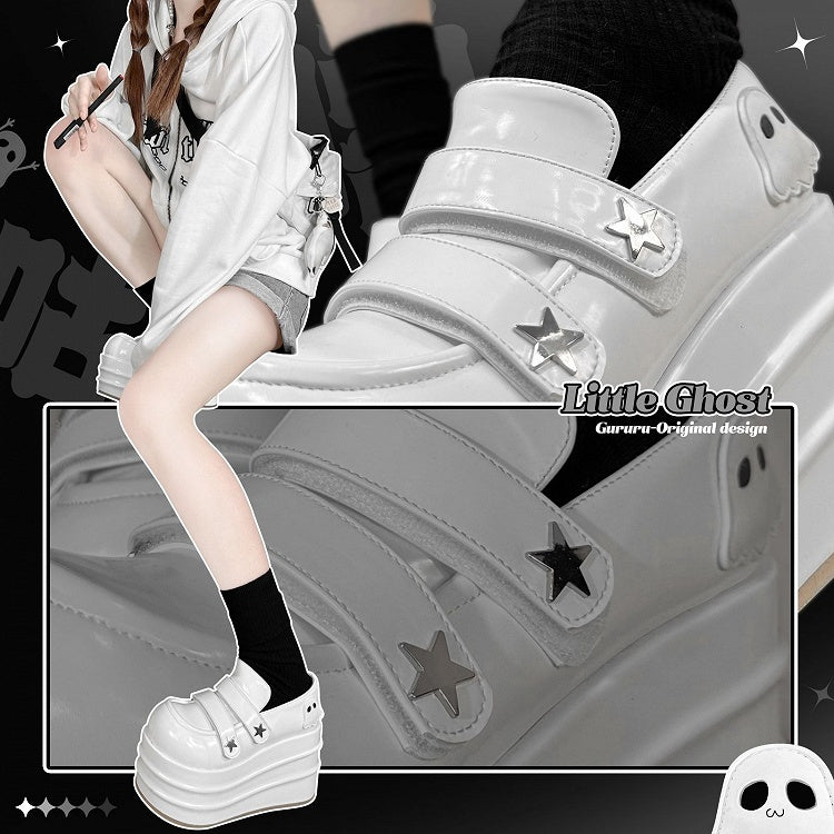 Clearance-Size 34 Little Ghost Design White Platforms