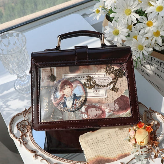 Bat Wings Design Buckle Brown Ita Shoulder Bag