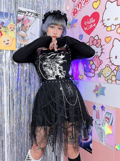 Spider Web Design Skirt Chain Decoration Handkerchief Hem