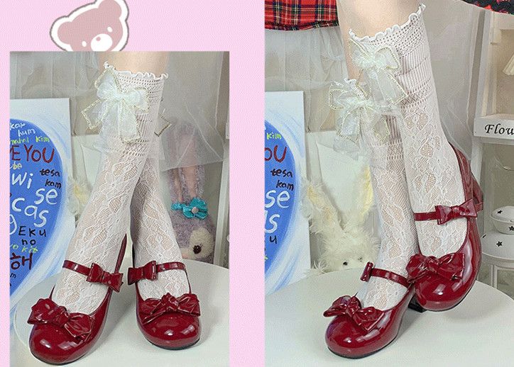 Clearance - Size 34 Bow at Top PU Red Mary Janes Shoes