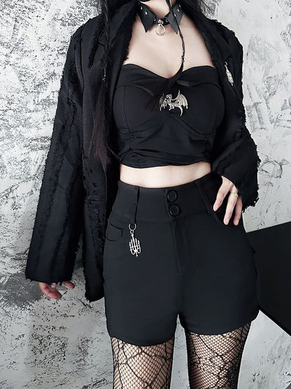 Punk Black High Waist Shorts