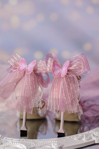 Flowers Butterflies Decorated Pinkish Purple 5cm/8cm Hime Lolita High Heels
