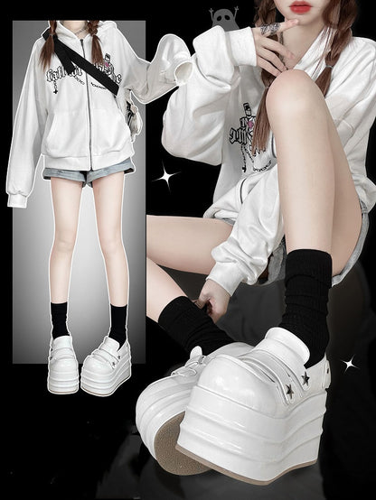 Clearance-Size 34 Little Ghost Design White Platforms