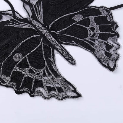 Black Halter Neck Butterfly Design Cami Top Ashnikko Concert Outfits