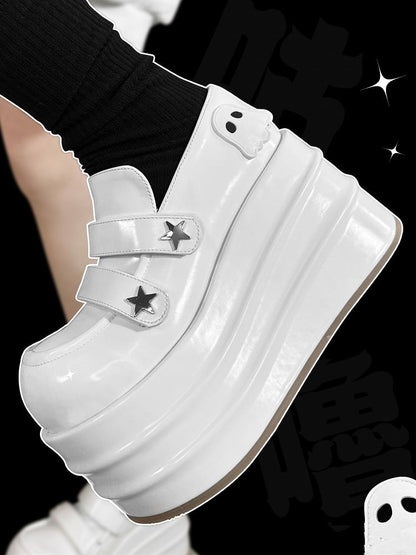 Clearance-Size 34 Little Ghost Design White Platforms