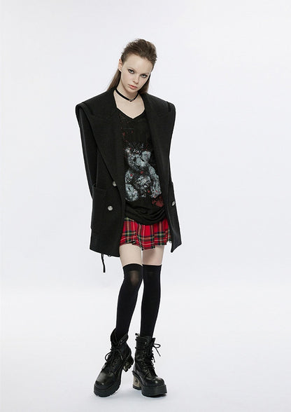 Clearance - Size M for Bust 116CM Black Sailor Collar Pea Coat