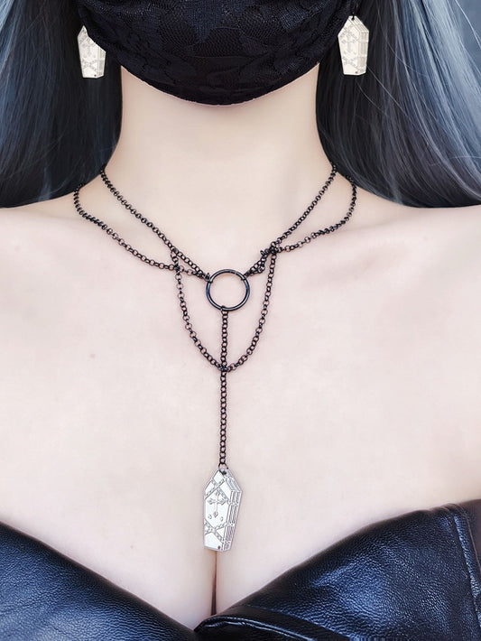 Coffin Pendant Black Necklace