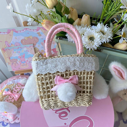 Plush Rabbit Ears Design Pink/Red Bowknots Lolita Bag
