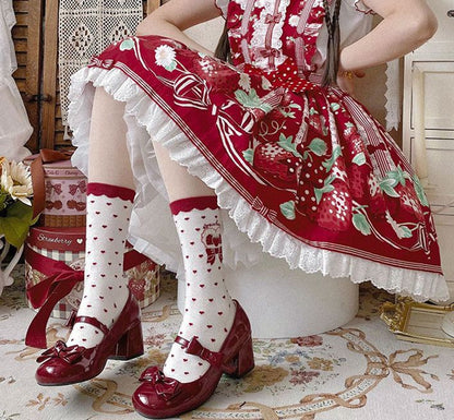 Clearance - Size 34 Bow at Top PU Red Mary Janes Shoes