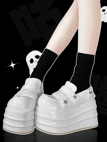 Clearance-Size 34 Little Ghost Design White Platforms