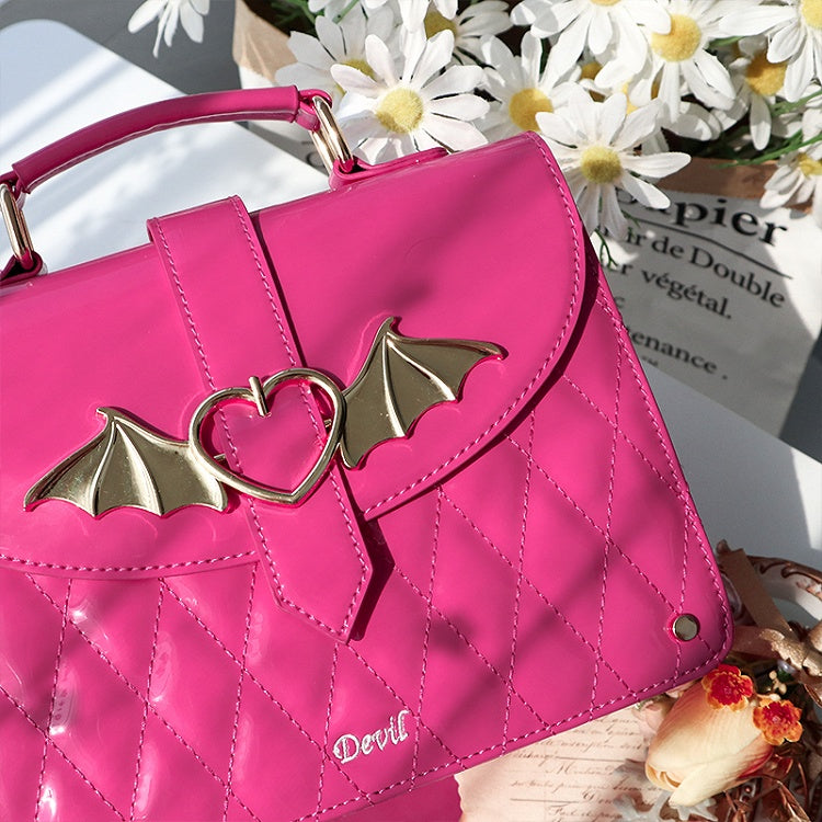 Bat Wings Design Buckle Barbie Pink Ita Shoulder Bag Barbiecore Vibe