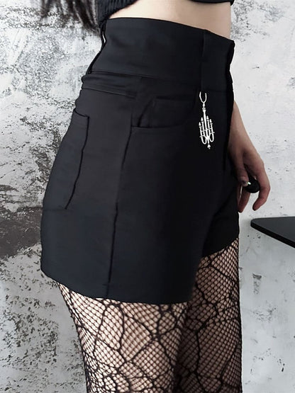 Punk Black High Waist Shorts