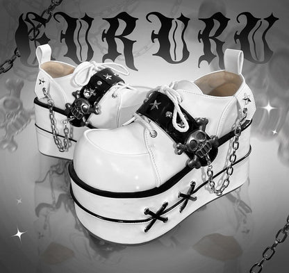 Black and White Star Hunter Pirates Skull Design Gothic Platforms