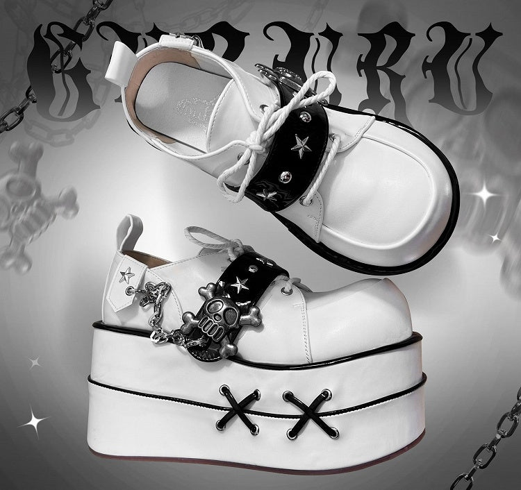 Black and White Star Hunter Pirates Skull Design Gothic Platforms