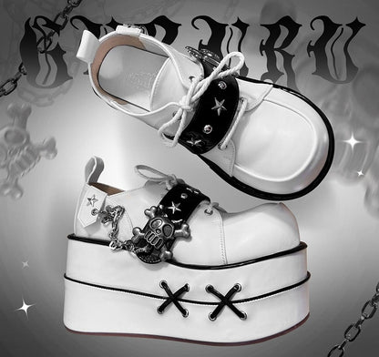 Black and White Star Hunter Pirates Skull Design Gothic Platforms