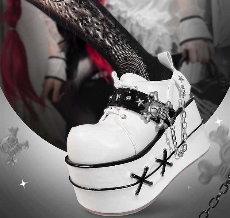 Black and White Star Hunter Pirates Skull Design Gothic Platforms