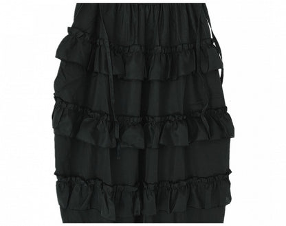 Drawstring Hem Punk Black Ruffles High-low Skirt