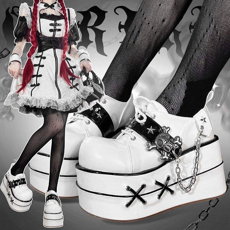 Black and White Star Hunter Pirates Skull Design Gothic Platforms
