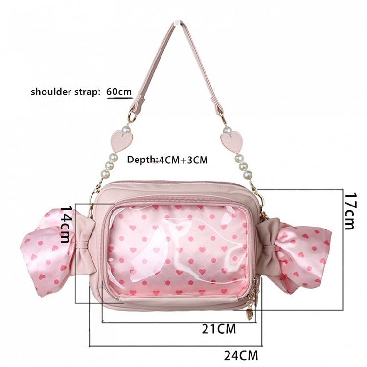 Black/Pink Candy Ita Bag Polk-dot and Sweetheart Pattern