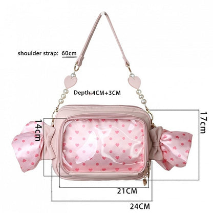 Black/Pink Candy Ita Bag Polk-dot and Sweetheart Pattern