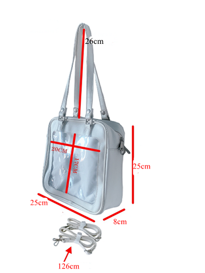 Black/White/Light Blue Square PU Tote Ita Bag