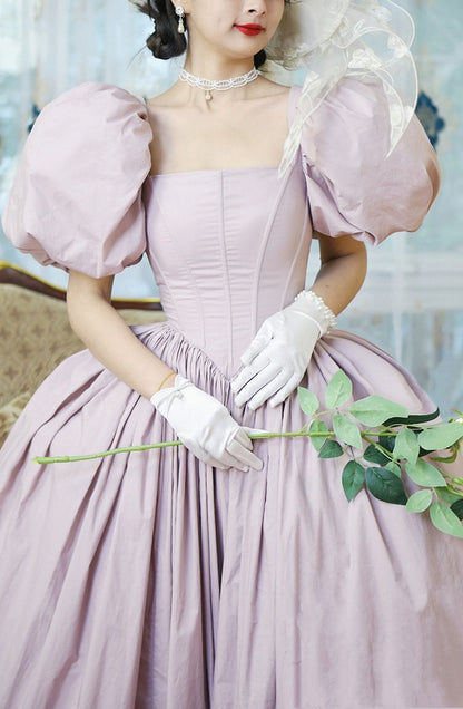 Light Pink Short Puff Sleeves Corset Basque Rococo Southern Belles Dress