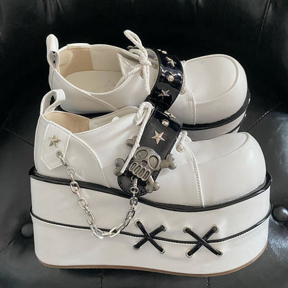 Black and White Star Hunter Pirates Skull Design Gothic Platforms