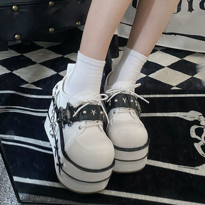 Black and White Star Hunter Pirates Skull Design Gothic Platforms