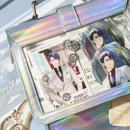 Bat Wings Design Buckle Laser Silver Ita Shoulder Bag