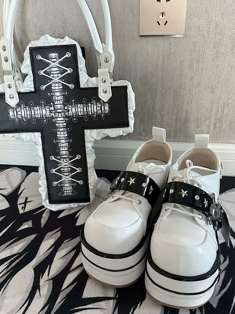Black and White Star Hunter Pirates Skull Design Gothic Platforms