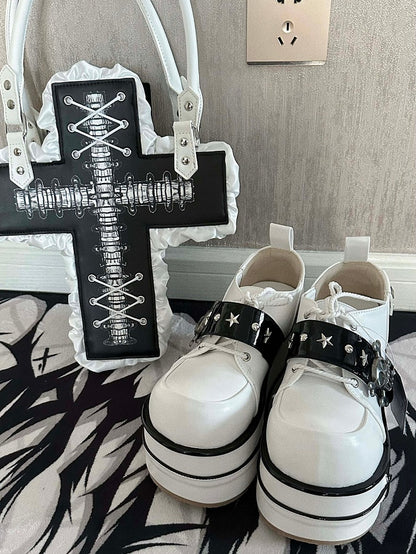 Black and White Star Hunter Pirates Skull Design Gothic Platforms