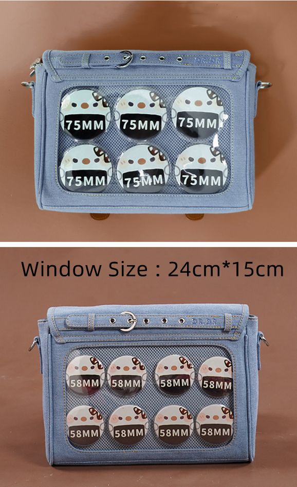 Buttons Decorated Light Blue Denim Ita Bag