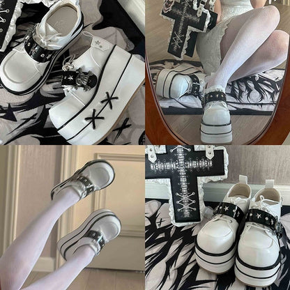 Black and White Star Hunter Pirates Skull Design Gothic Platforms