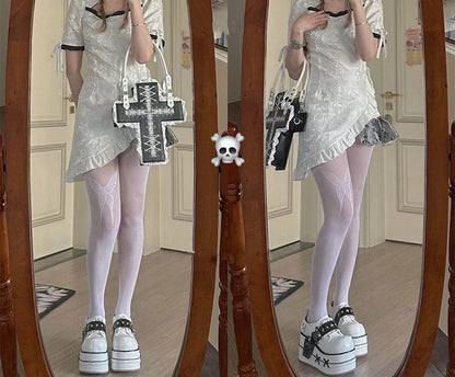 Black and White Star Hunter Pirates Skull Design Gothic Platforms