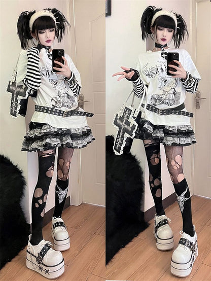 Black and White Star Hunter Pirates Skull Design Gothic Platforms