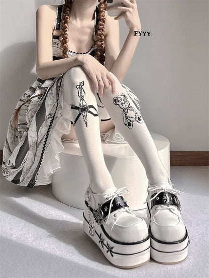 Black and White Star Hunter Pirates Skull Design Gothic Platforms