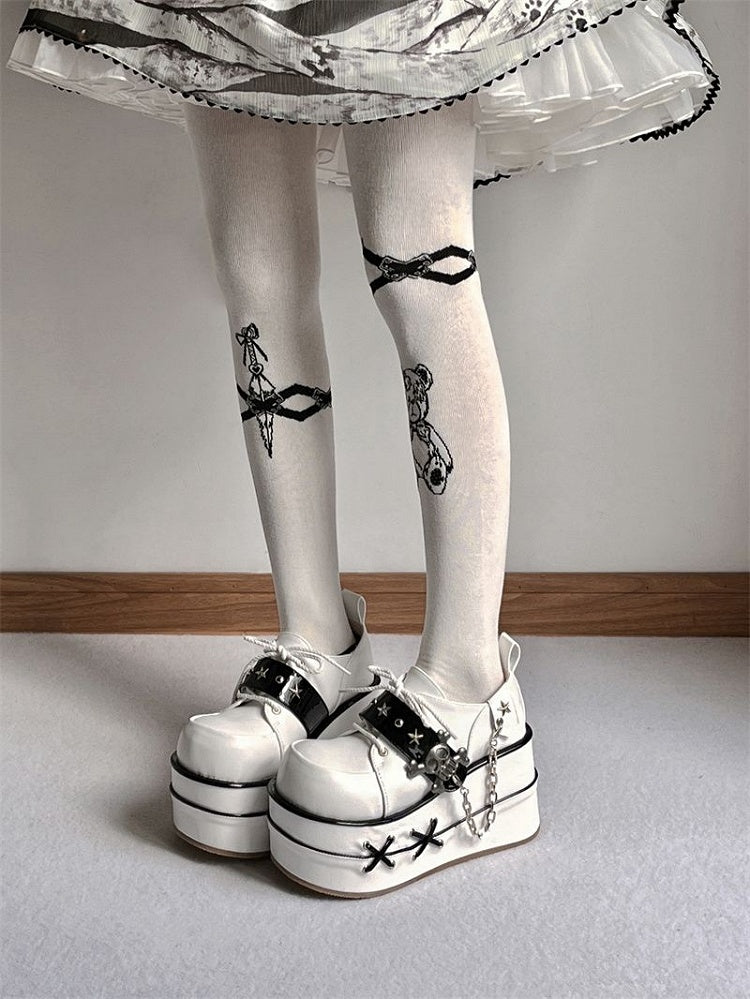 Black and White Star Hunter Pirates Skull Design Gothic Platforms