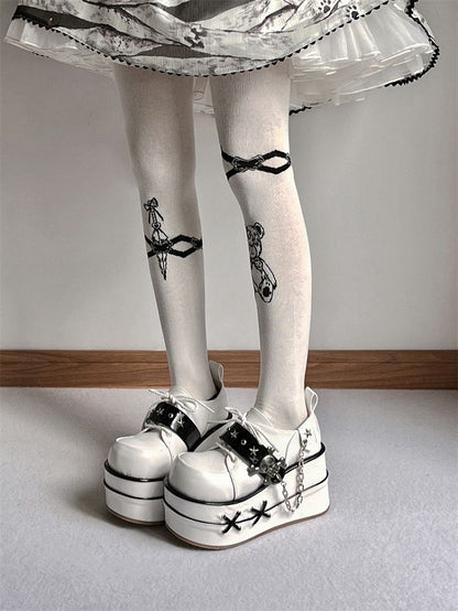 Black and White Star Hunter Pirates Skull Design Gothic Platforms