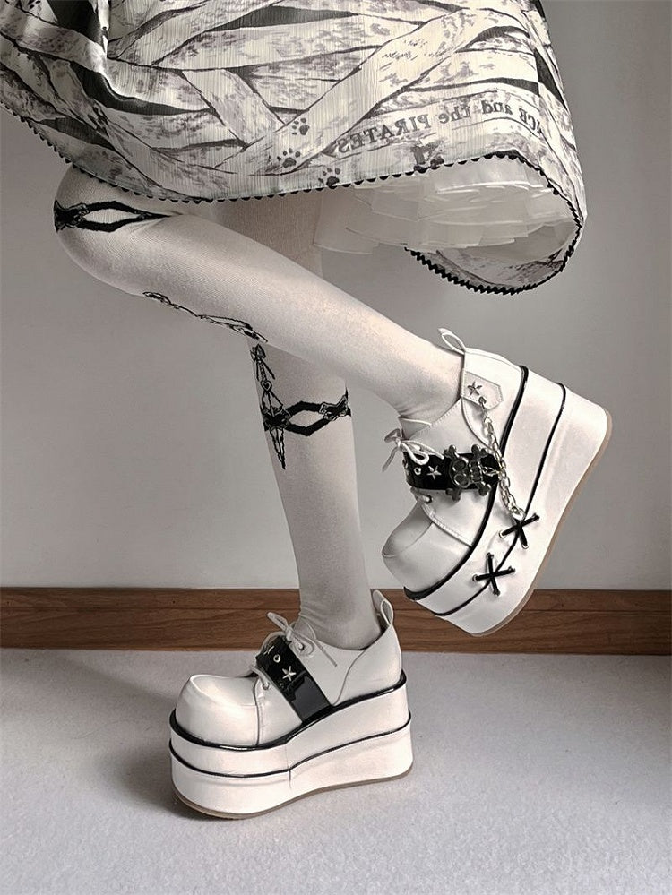 Black and White Star Hunter Pirates Skull Design Gothic Platforms