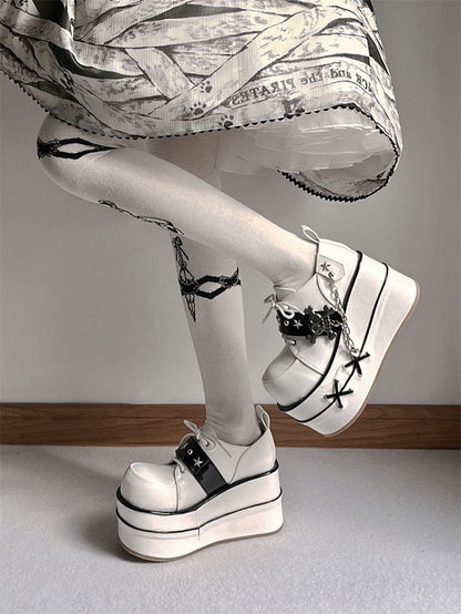 Black and White Star Hunter Pirates Skull Design Gothic Platforms