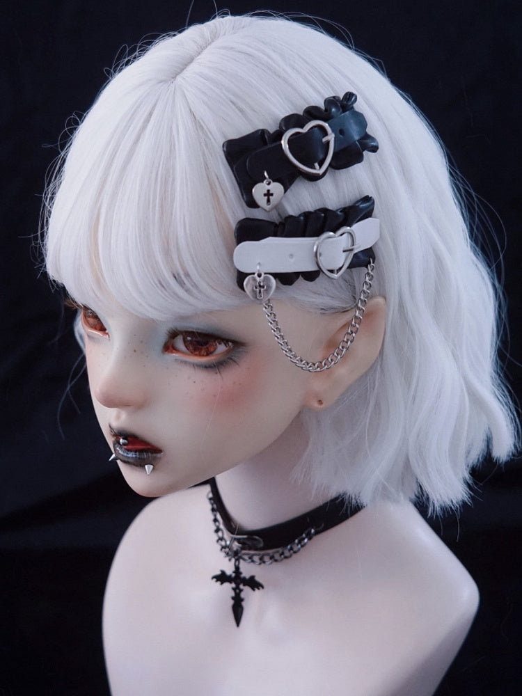 Handmade Faux Leather Sweetheart Buckle Design Hairclip