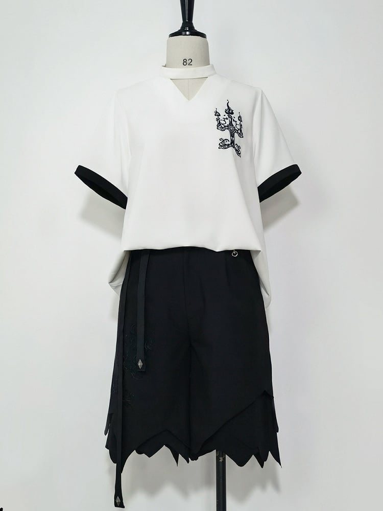 Glimpse Gossip Candlestick Embroidery Cutout Detail T-shirt