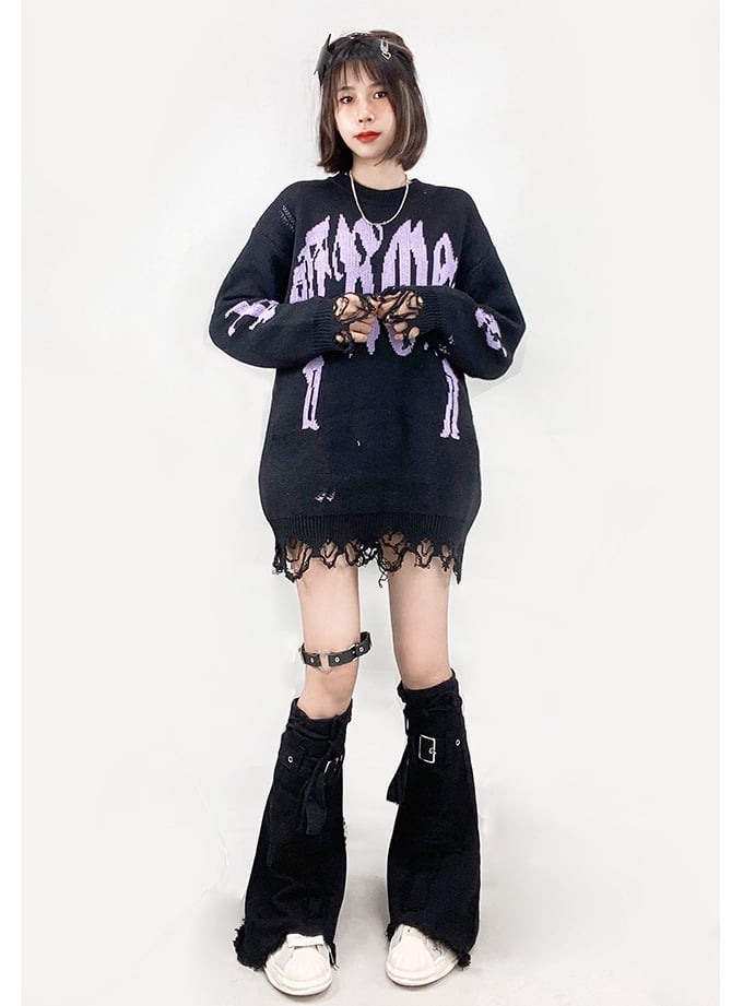 Black Cross Design Denim Flared Leg Sleeves