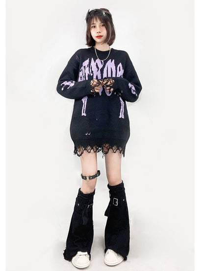 Black Cross Design Denim Flared Leg Sleeves