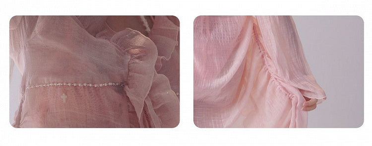 Ruffle Trim Pink Sun Protection Coverup