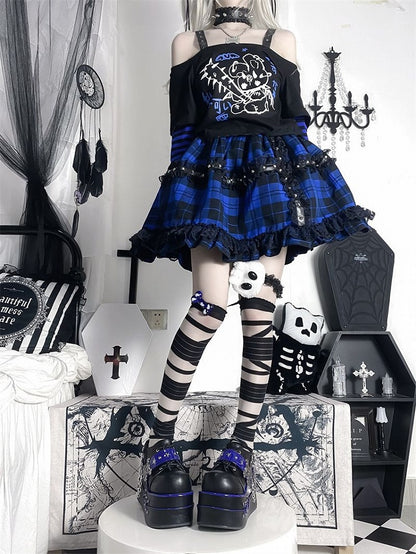 Black and Blue Star Hunter Pirates Skull Design Gothic Platforms